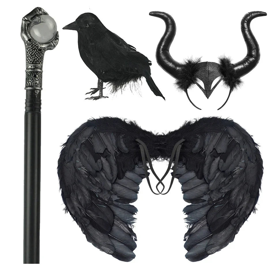 Girls Maleficent Costume Dress – Luxury Villain Tulle Gown