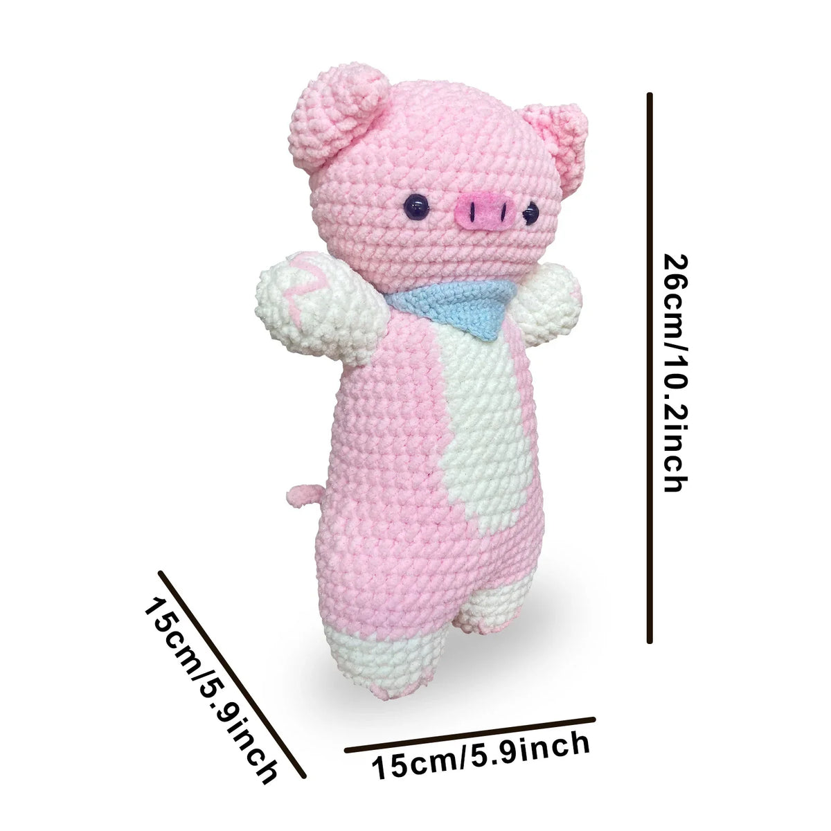 DIY Pink Pig Crochet Kit Supplies, Accessories Including Yarn Hook -with Step-by-Step Video Tutorials