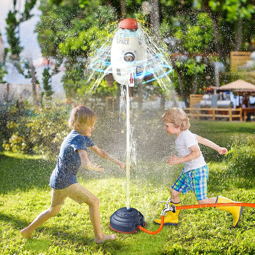 Space Jet Sprinkler Flying Water Launcher – Spinning Outdoor STEM Bath Toy for Kids
