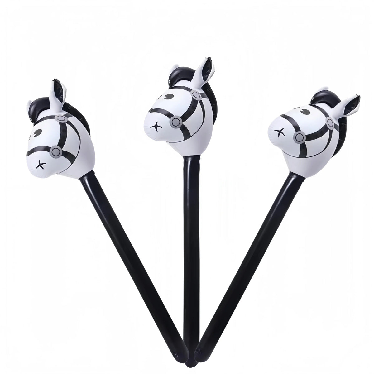 3PCS Inflatable Horsehead Stick, Cute Brown Horsehead Stick, Suitable For Cowboy Themed Birthday Party Decoration