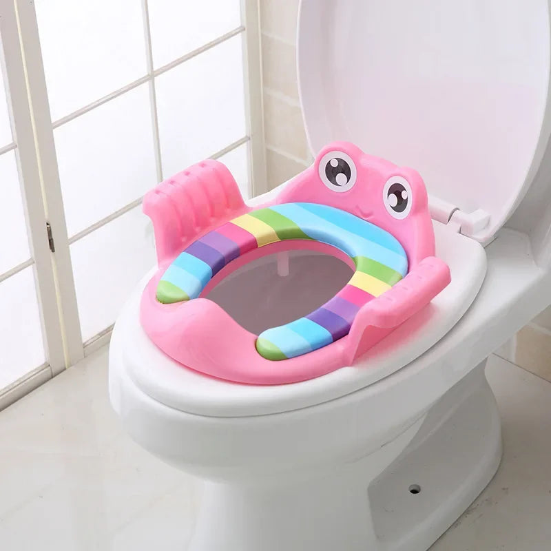 Baby Potty Training Seat with Adjustable Step Stool Ladder - Comfortable Cartoon Toilet Trainer for Toddlers