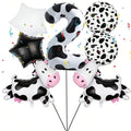 7pcs Big Cow Balloon Set 40 inch Black White Number 0-9 Foil Balloons | Farm Animal Birthday Party Decor