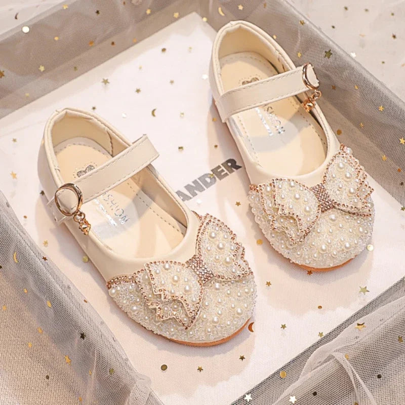 Girls' Glitter Rhinestone Synthetic-Leather Party Flats