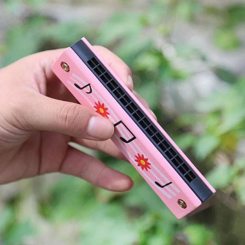 16-Hole Wooden Harmonica Cartoon Animals Painted Toy – Musical Instrument for Kids, Early Educational Toy, Perfect Gift for Children