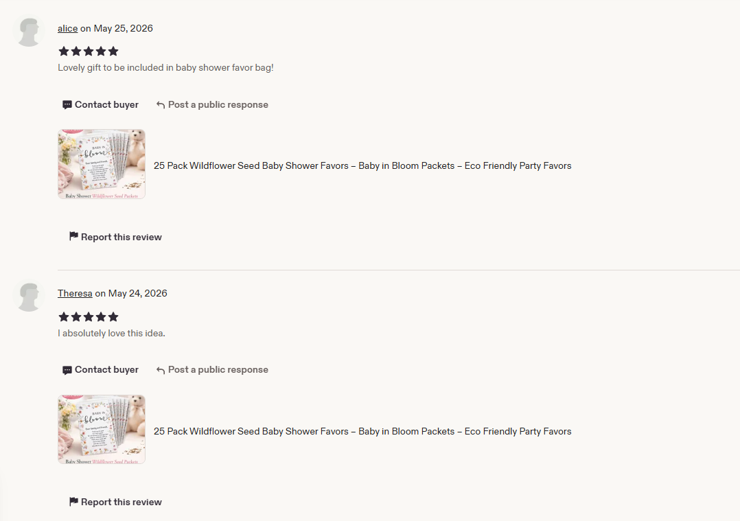 25 Pack Wildflower Seed Baby Shower Favors – Baby in Bloom Packets – Eco Friendly Party Favors