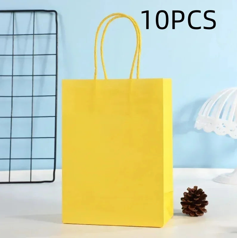 10PCS Colorful Kraft Paper Gift Bags – Handheld Candy & Party Favor Bags for Wedding, Birthday & Party Decorations