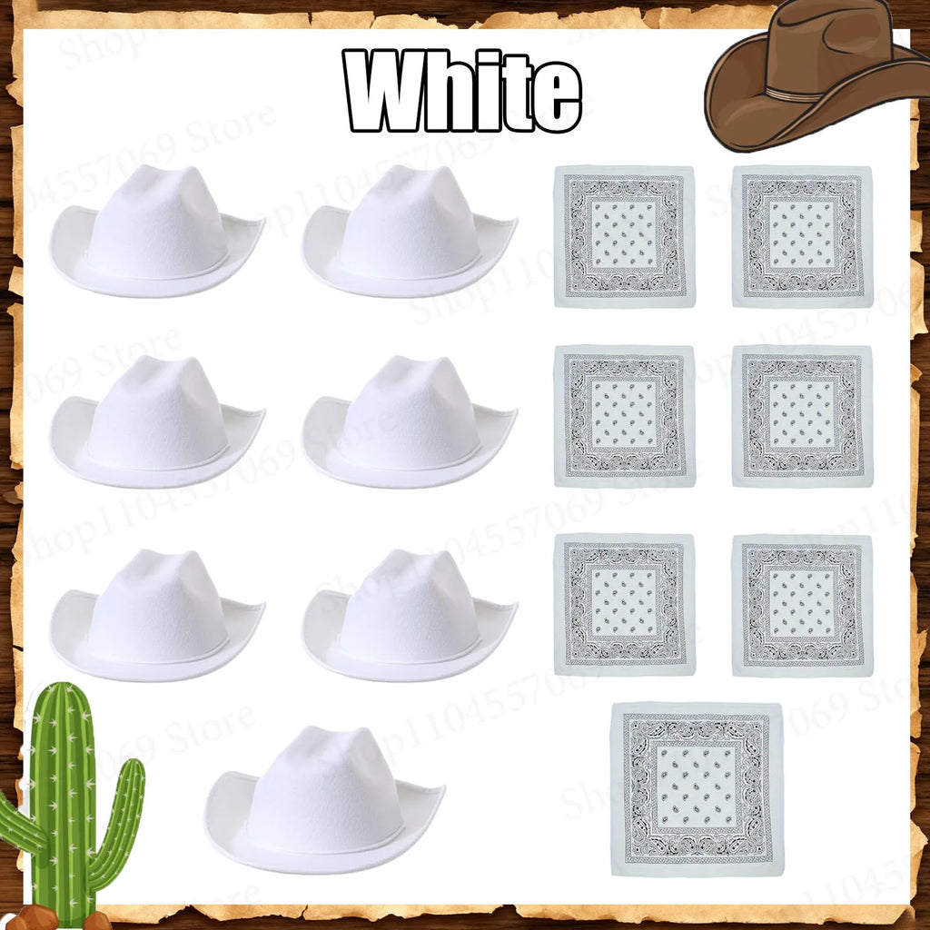 6-32Set Kids Western Cowboy Hats with Bandanas Cowboy Party Hats for Birthday Party Cosplay Costume Party Western Party Favors