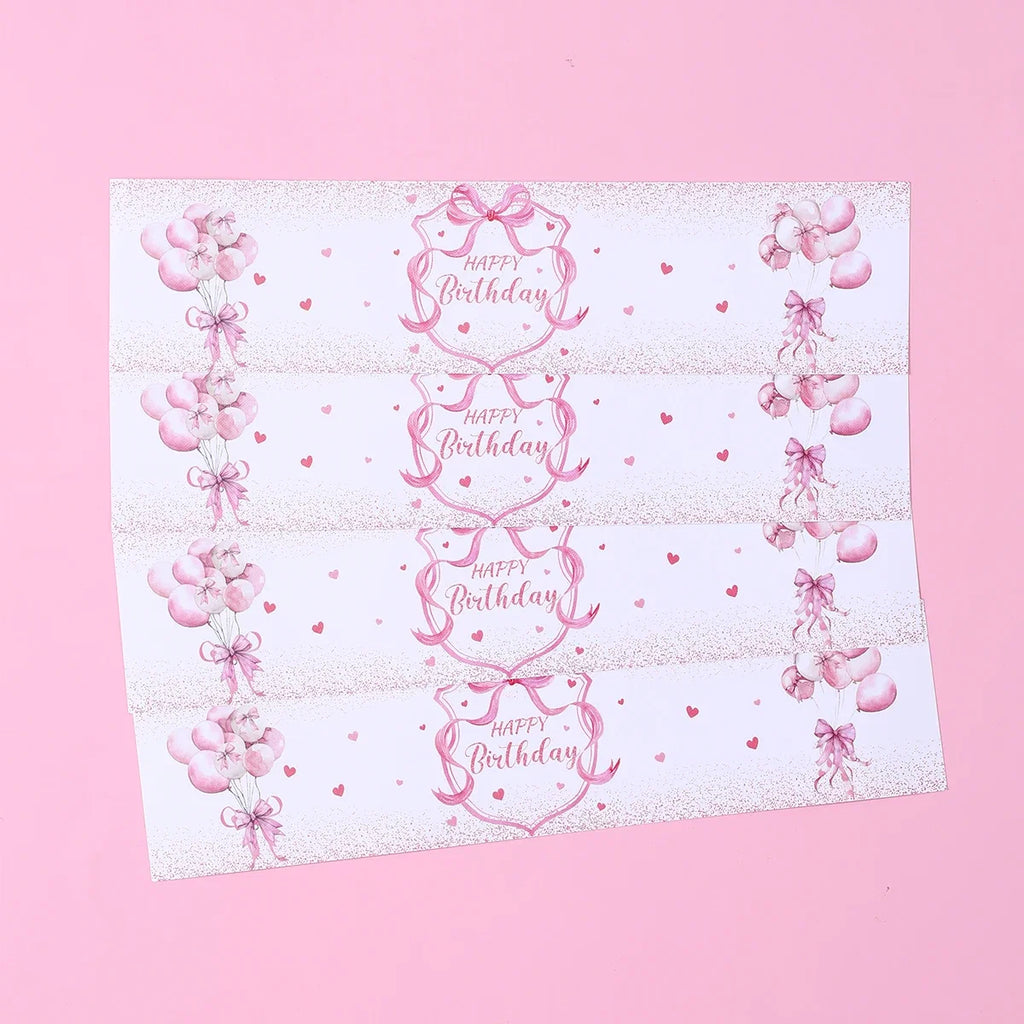 Pink Bow Bottle Stickers Happy 1st Birthday Party Decoration Kids Girl Wedding Birthday Party Supplies Favors Baby Shower Decor
