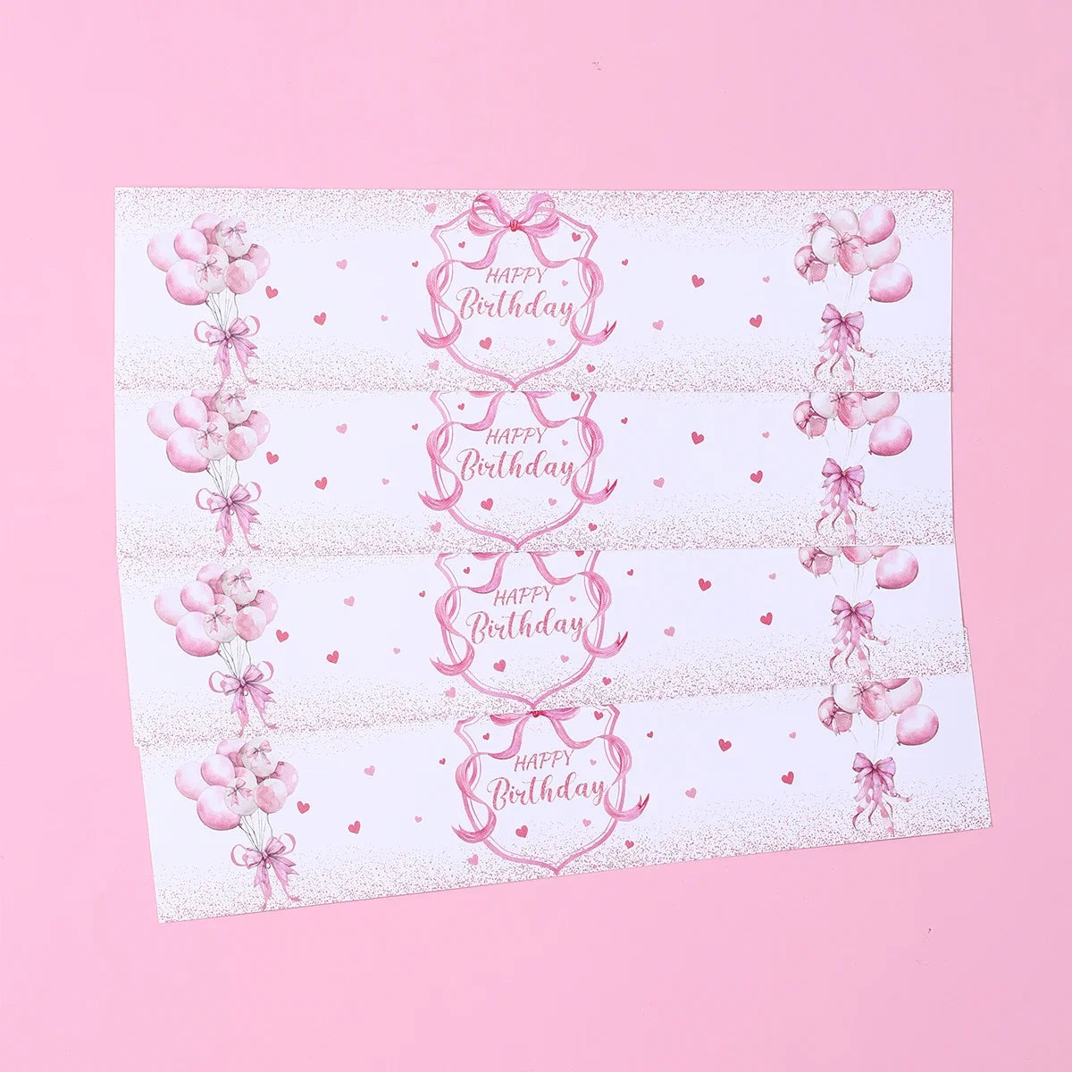 Pink Bow Bottle Stickers Happy 1st Birthday Party Decoration Kids Girl Wedding Birthday Party Supplies Favors Baby Shower Decor