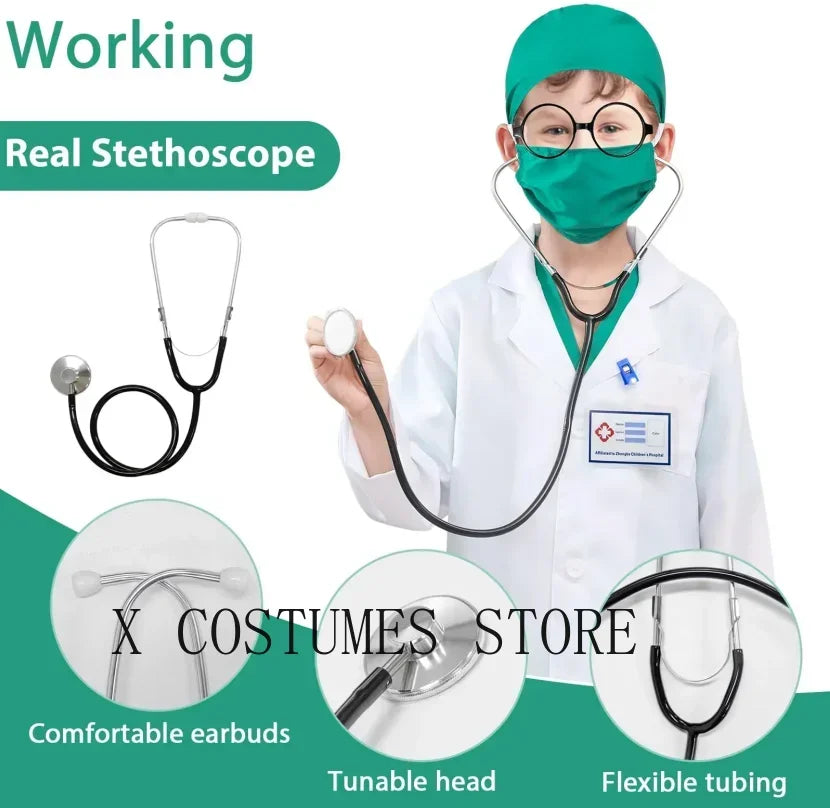 Kids Doctor Nurse Cosplay Costume – Surgical Uniform Role Play Outfit