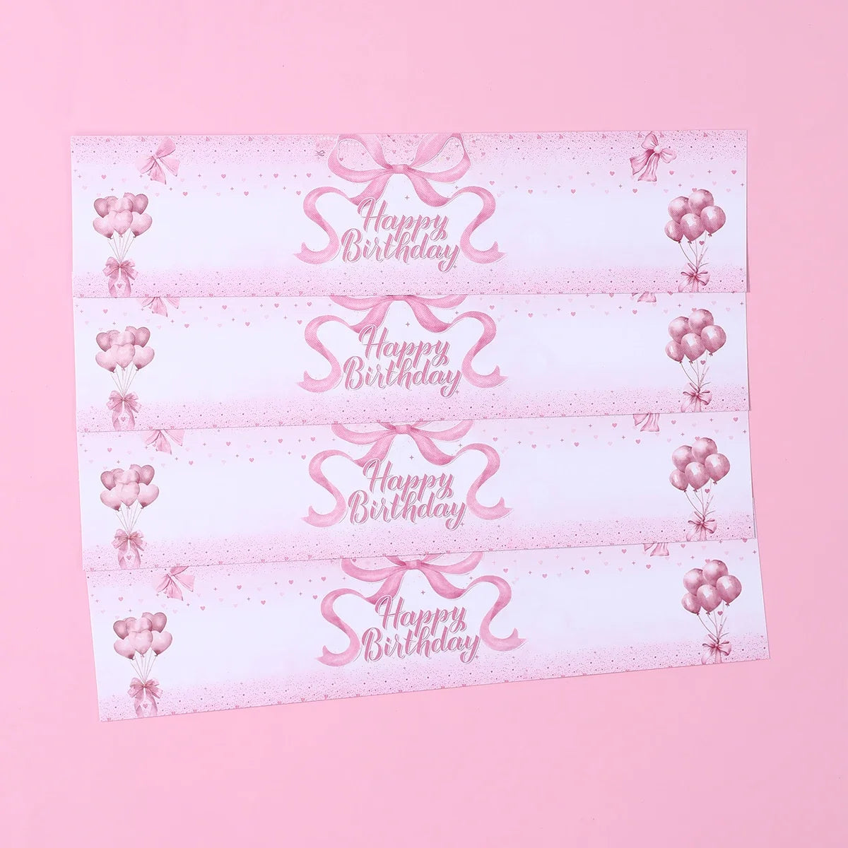 Pink Bow Bottle Stickers Happy 1st Birthday Party Decoration Kids Girl Wedding Birthday Party Supplies Favors Baby Shower Decor