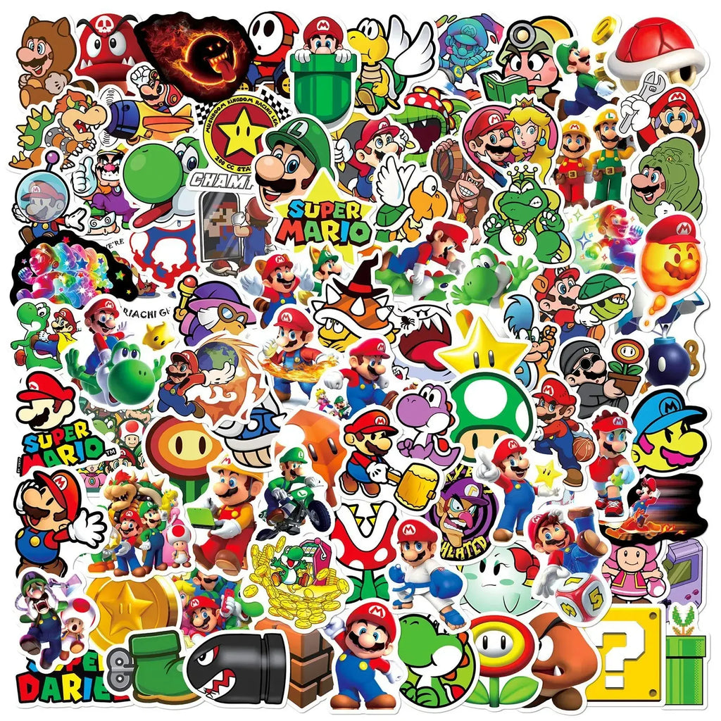 100/200/300Pcs Cartoon Super Mario Game Stickers Laptop Notebook Skateboard Fridge Phone Waterproof Decal Sticker Kids Toys