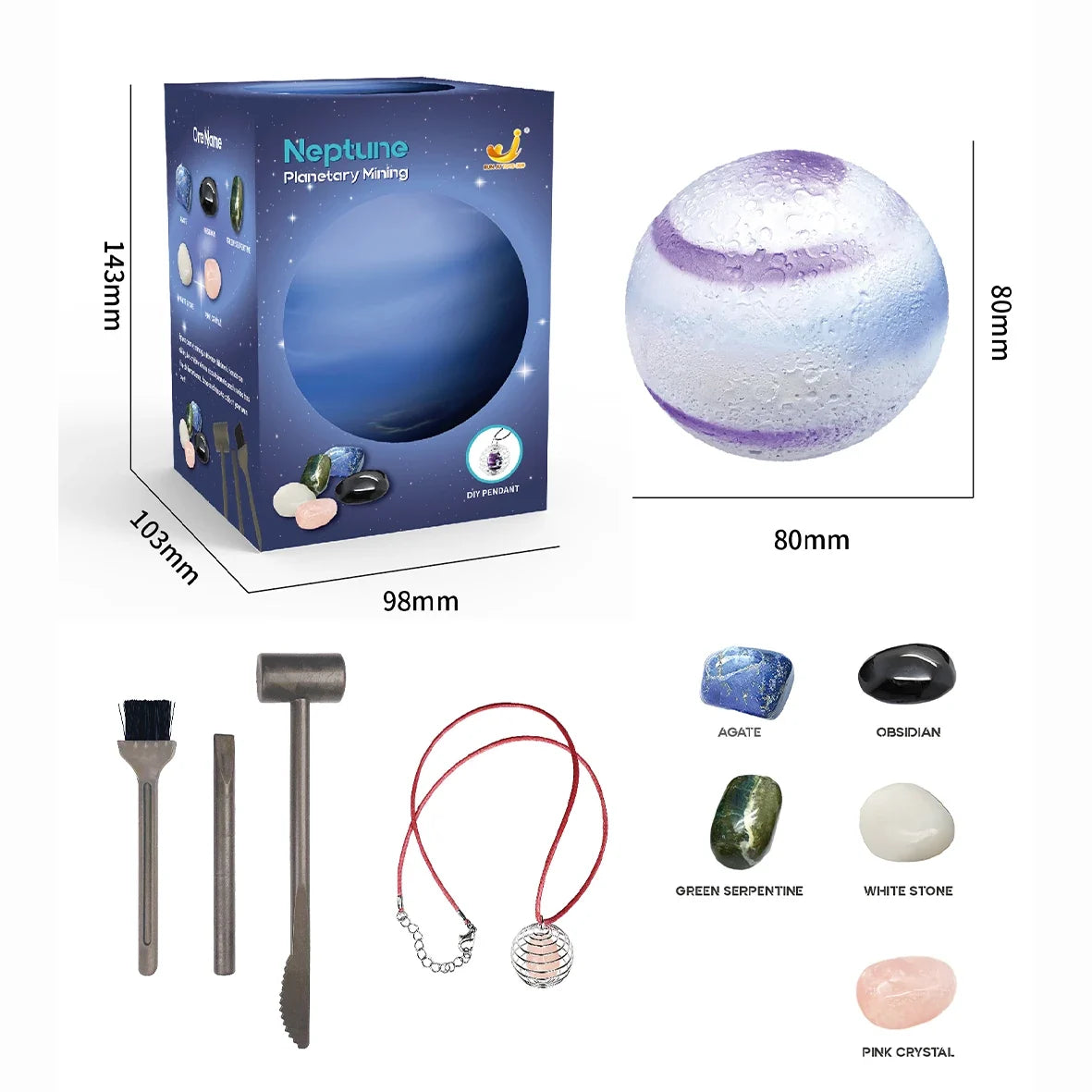 Children's Archaeology Digging Treasure Kit - Solar System Gem Ore Exploration, Science Education Toy for Kids