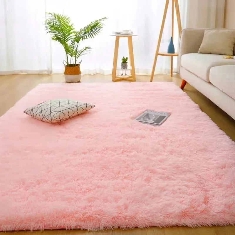 VIKAMA Minimalist Solid Color Shaggy Rug Fluffy and Soft Living Room Sofa Coffee Table Rug Nursery Floor Mat Home Decor
