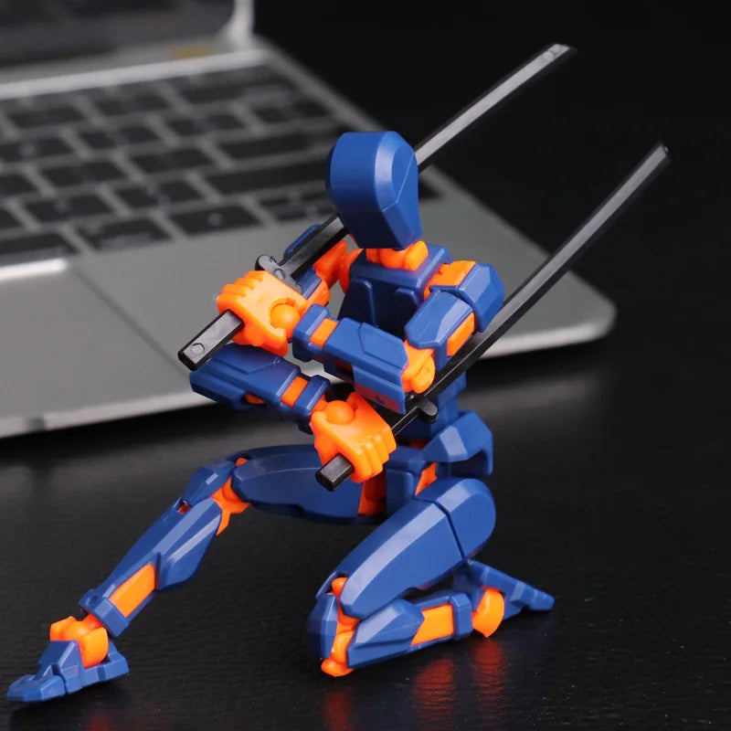T13 Multi-Joint Robot Action Figure with Dog – 14cm Poseable Model