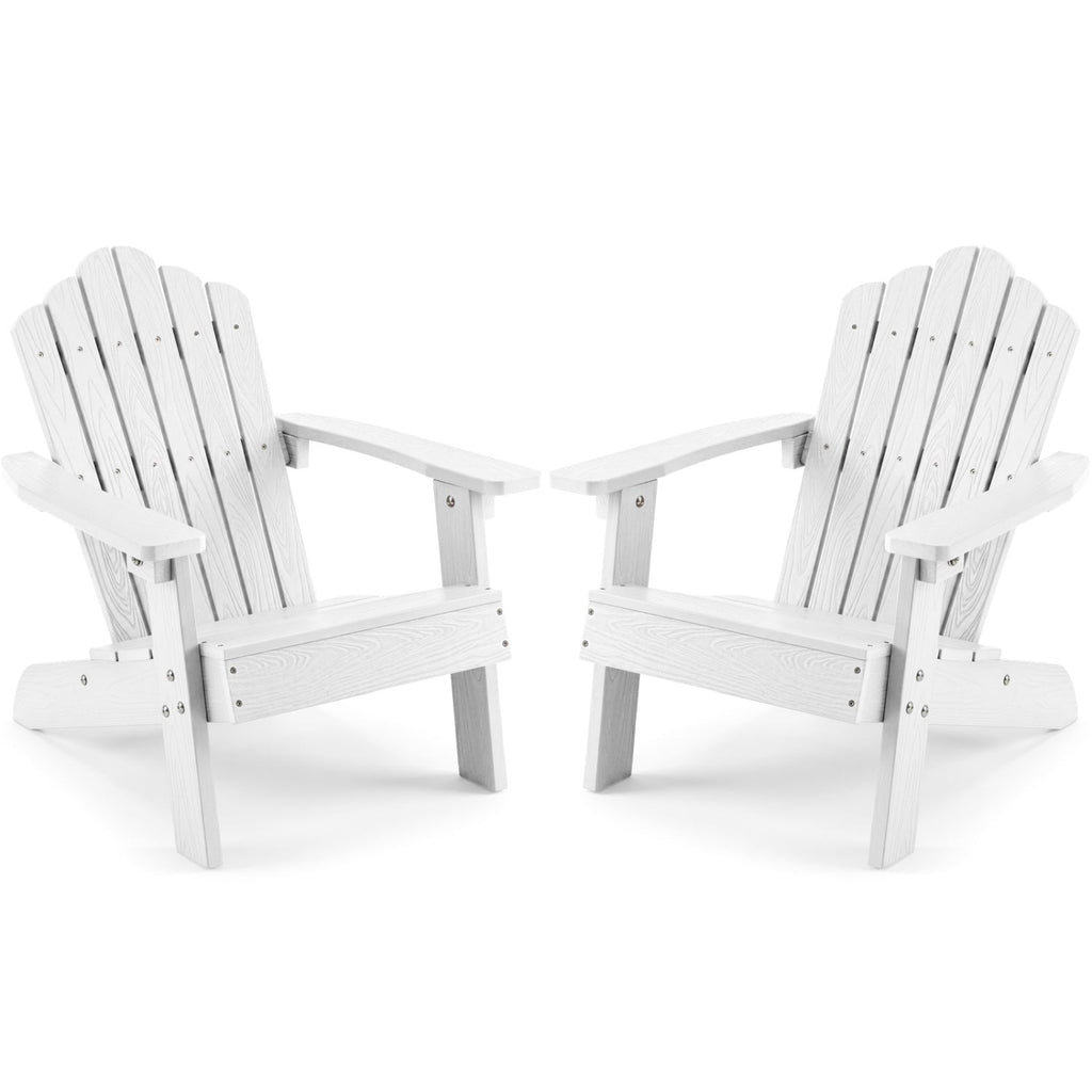 Set of 2 Kids Adirondack Chairs All-weather Outdoor Chairs for Children with Tilted High Backrest