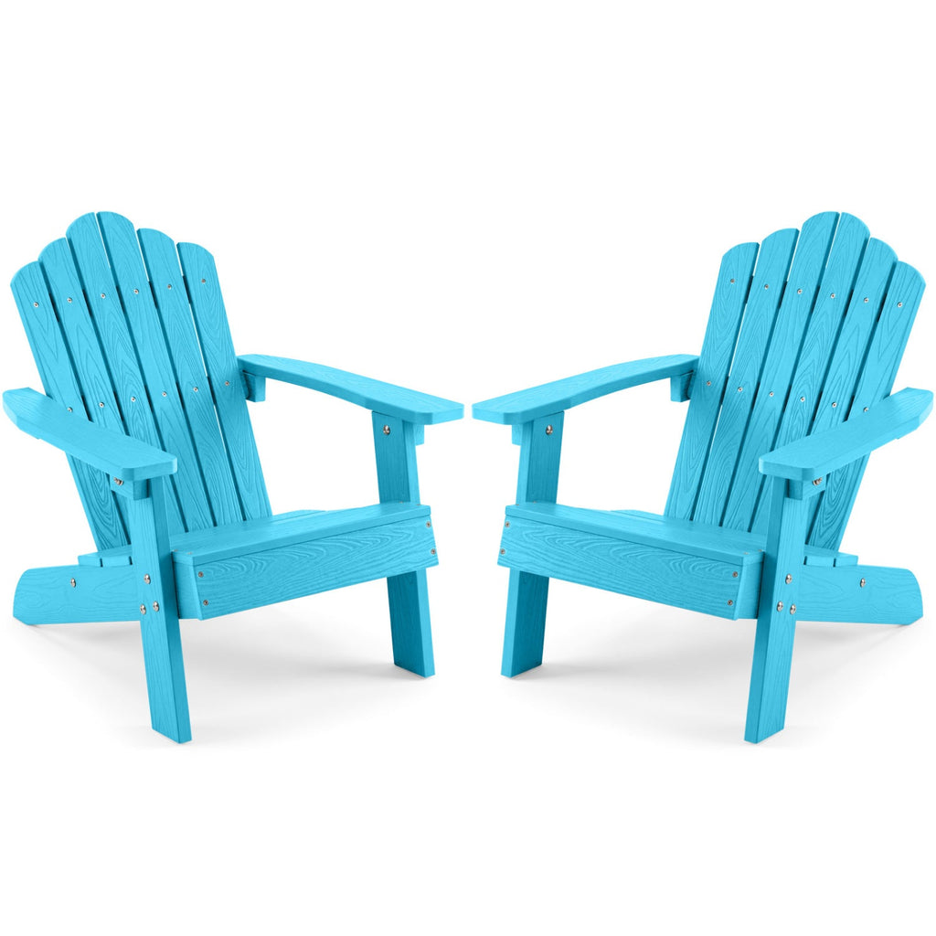 Set of 2 Kids Adirondack Chairs All-weather Outdoor Chairs for Children with Tilted High Backrest