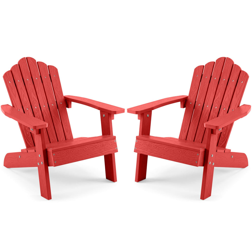 Set of 2 Kids Adirondack Chairs All-weather Outdoor Chairs for Children with Tilted High Backrest