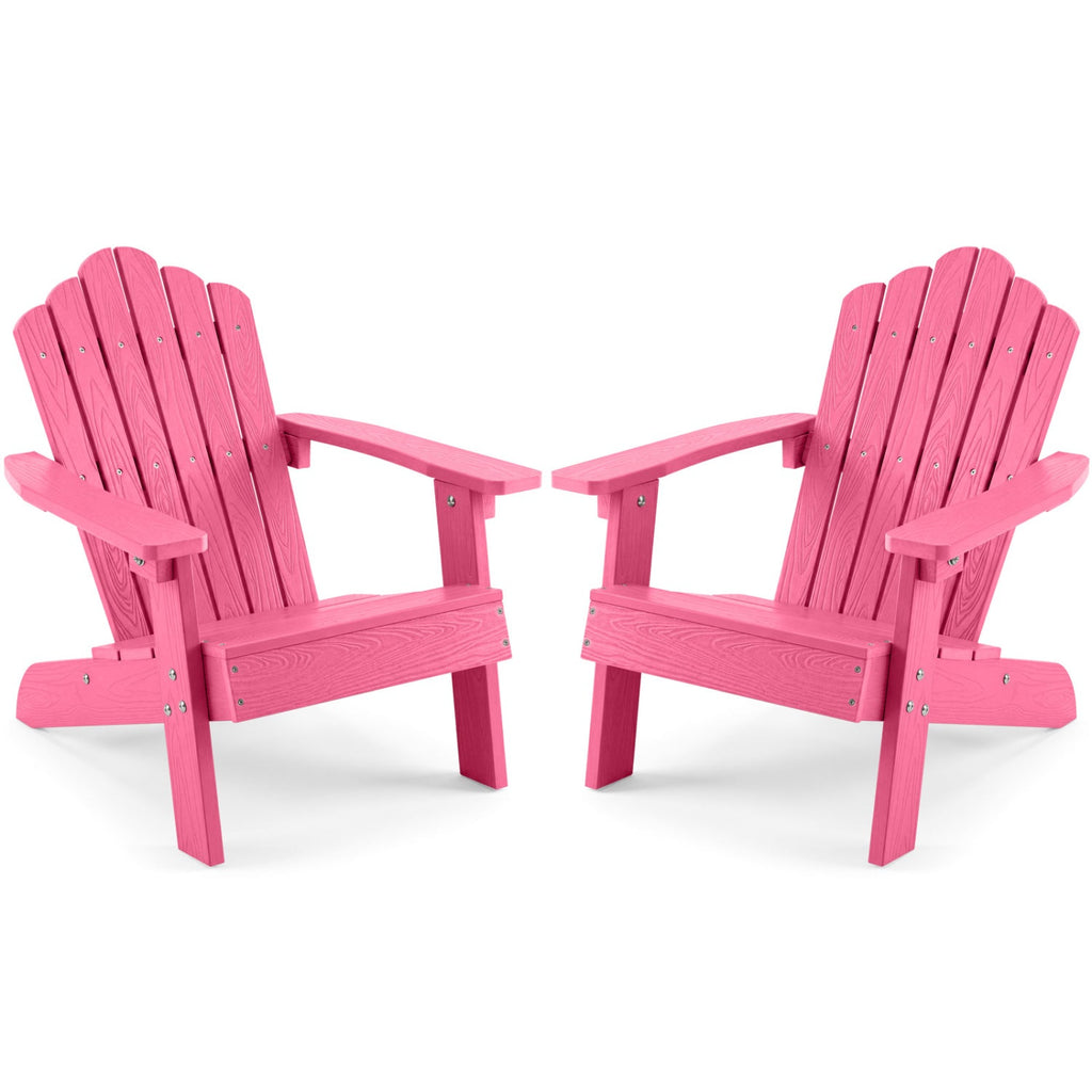 Set of 2 Kids Adirondack Chairs All-weather Outdoor Chairs for Children with Tilted High Backrest