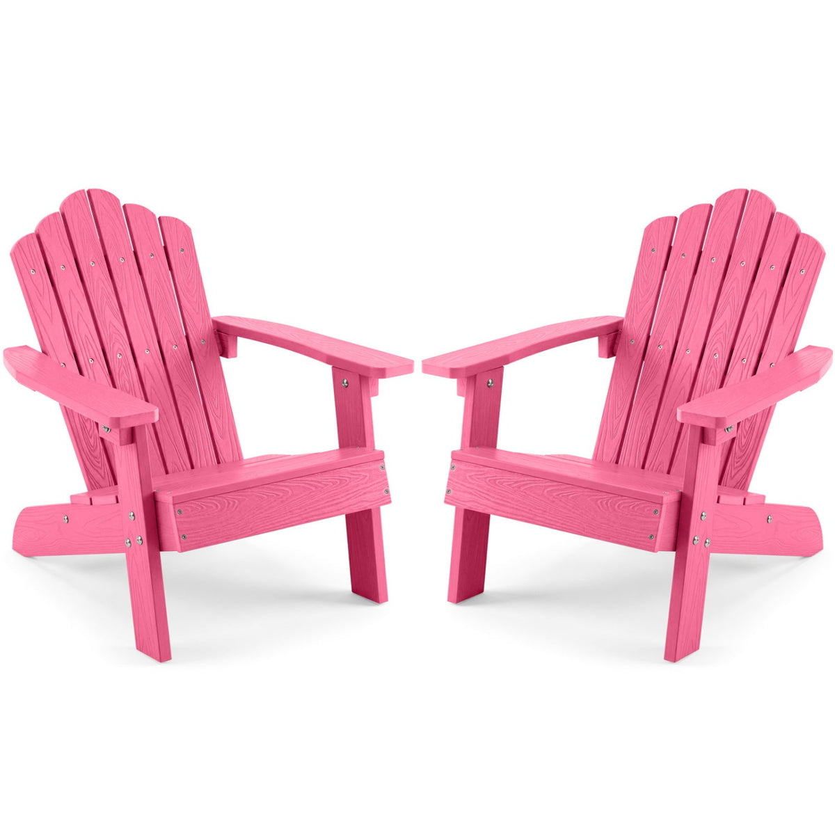 Set of 2 Kids Adirondack Chairs All-weather Outdoor Chairs for Children with Tilted High Backrest