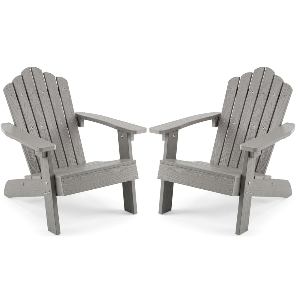 Set of 2 Kids Adirondack Chairs All-weather Outdoor Chairs for Children with Tilted High Backrest