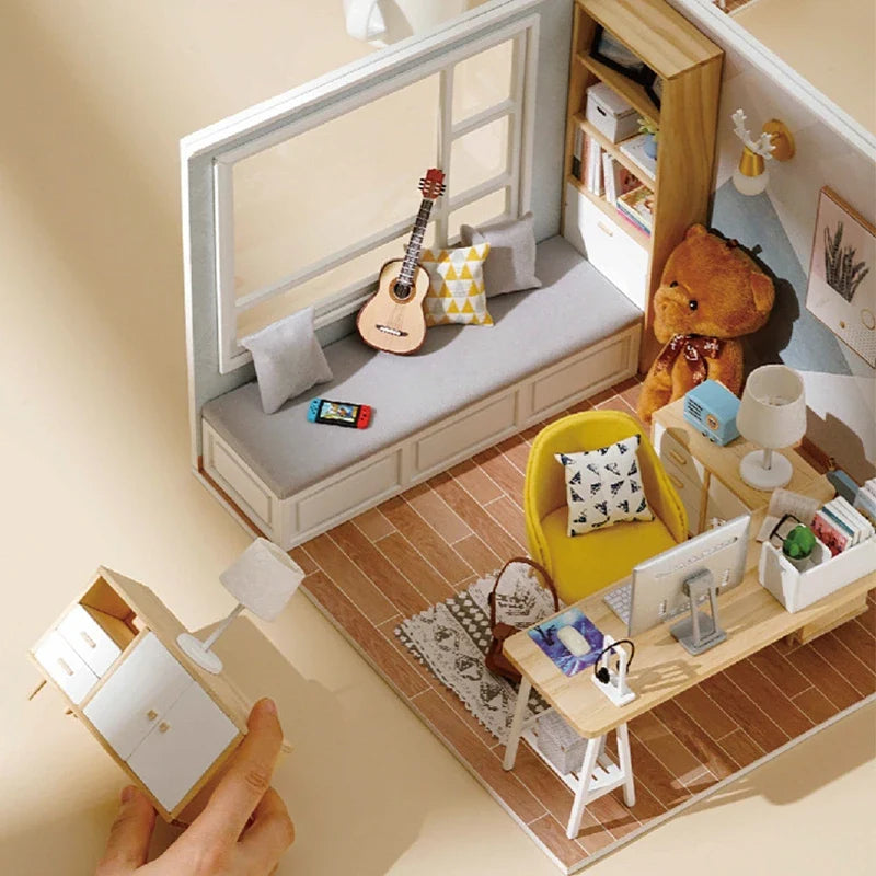 Wooden Miniature Doll House DIY 3D Puzzle Building Kit