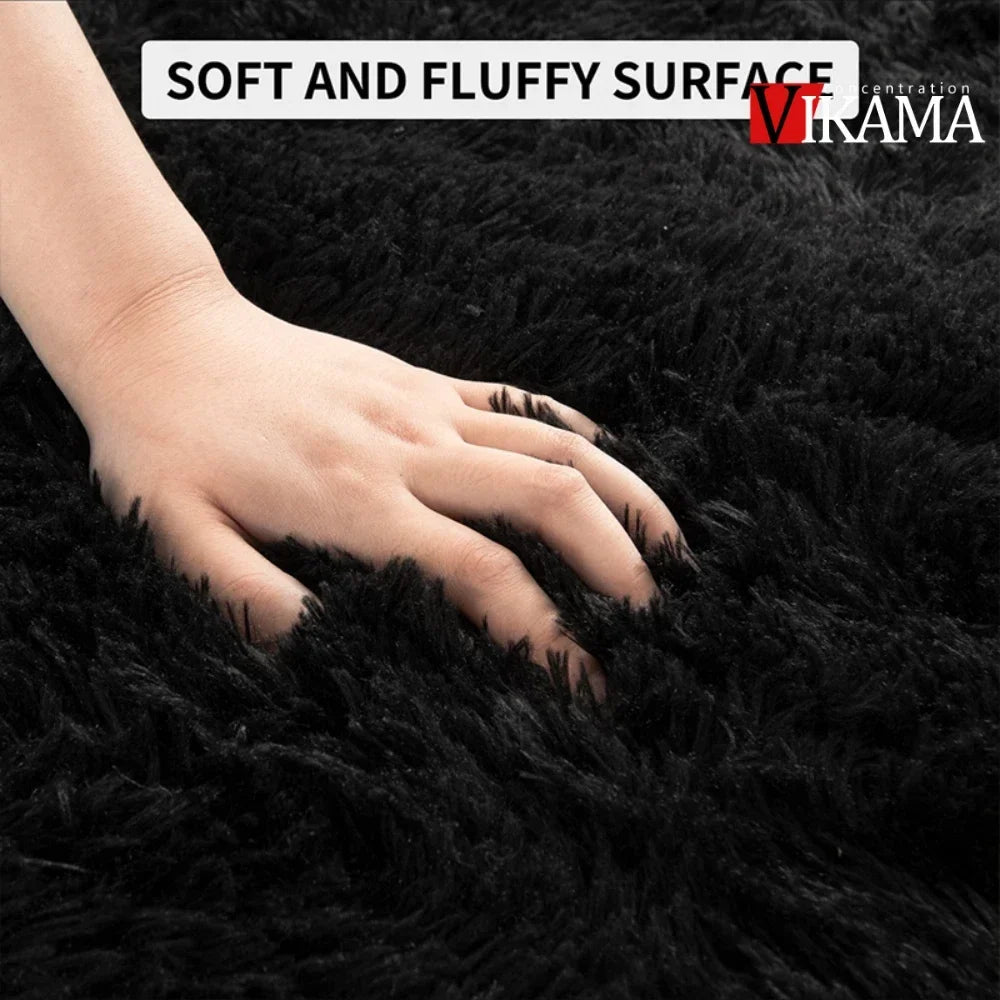 VIKAMA Minimalist Solid Color Shaggy Rug Fluffy and Soft Living Room Sofa Coffee Table Rug Nursery Floor Mat Home Decor