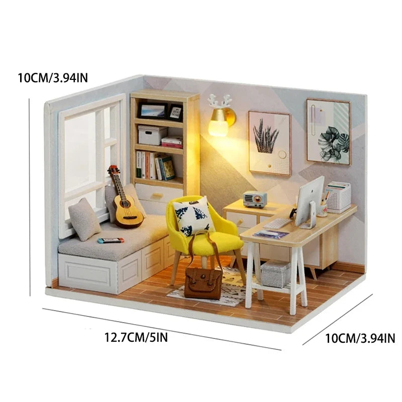 Wooden Miniature Doll House DIY 3D Puzzle Building Kit