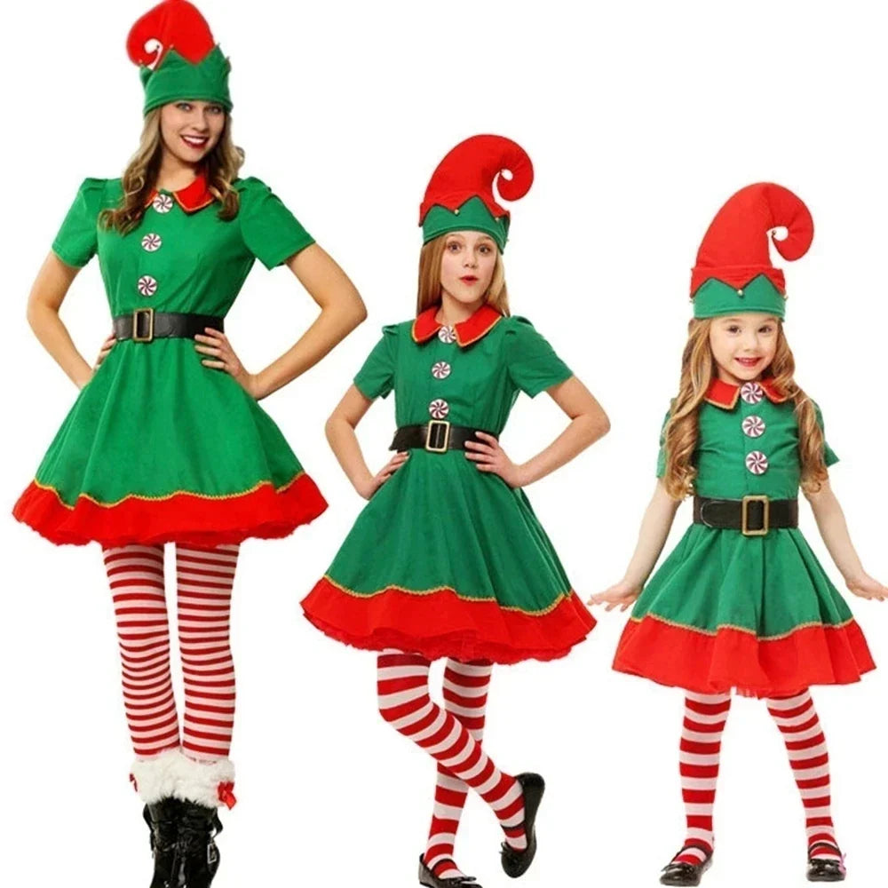 Kids Christmas Elf Costume Set – Santa Claus Festive Outfit