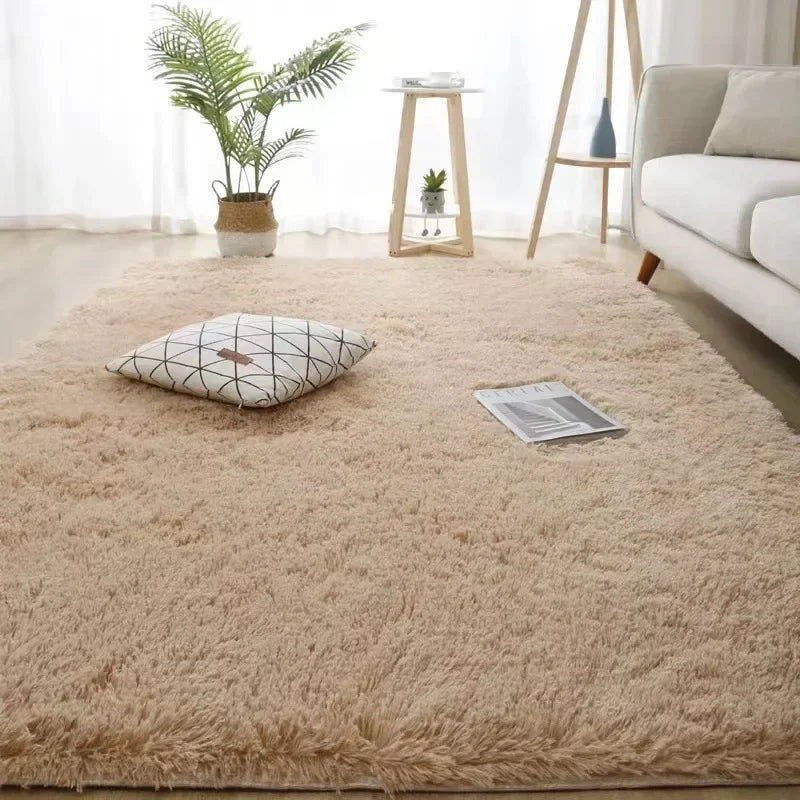 VIKAMA Minimalist Solid Color Shaggy Rug Fluffy and Soft Living Room Sofa Coffee Table Rug Nursery Floor Mat Home Decor