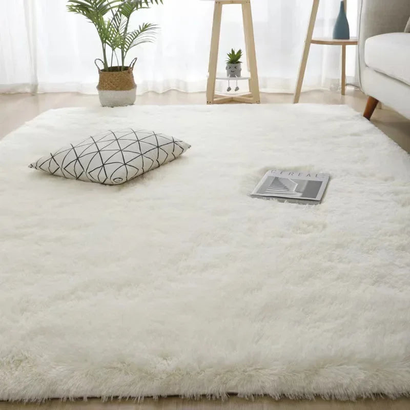VIKAMA Minimalist Solid Color Shaggy Rug Fluffy and Soft Living Room Sofa Coffee Table Rug Nursery Floor Mat Home Decor