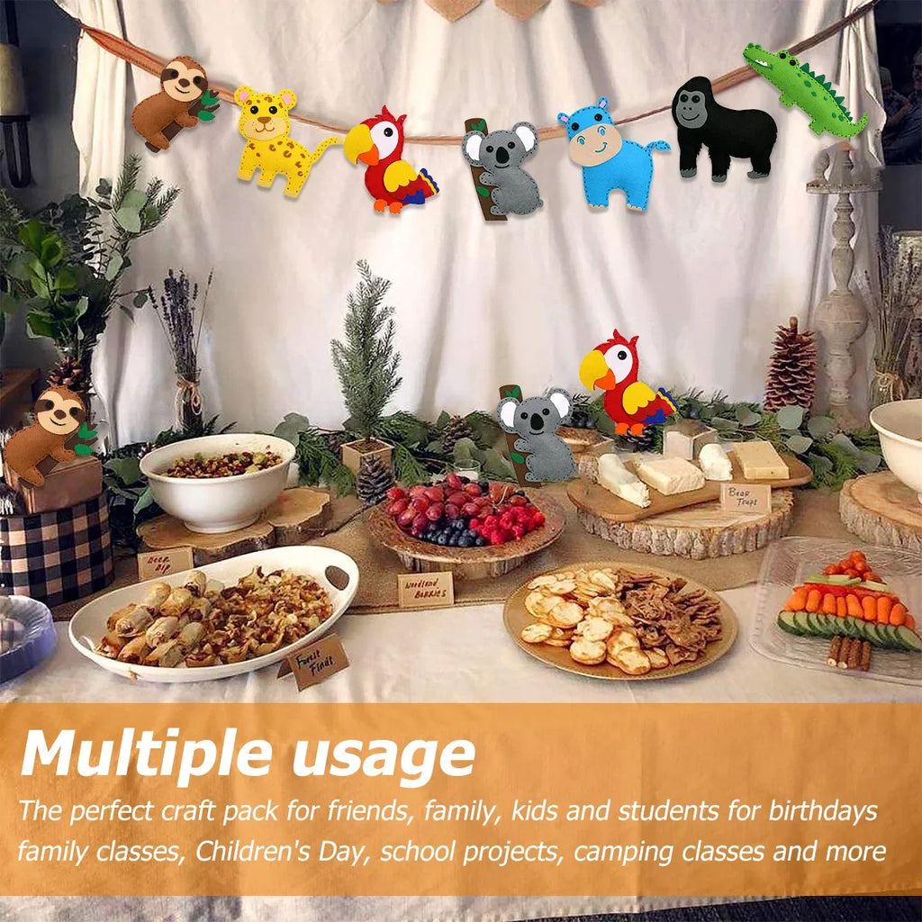 Kids Sewing Kit 14-Piece Woodland Felt Animals DIY Craft Set for Beginners Educational Sewing Toy