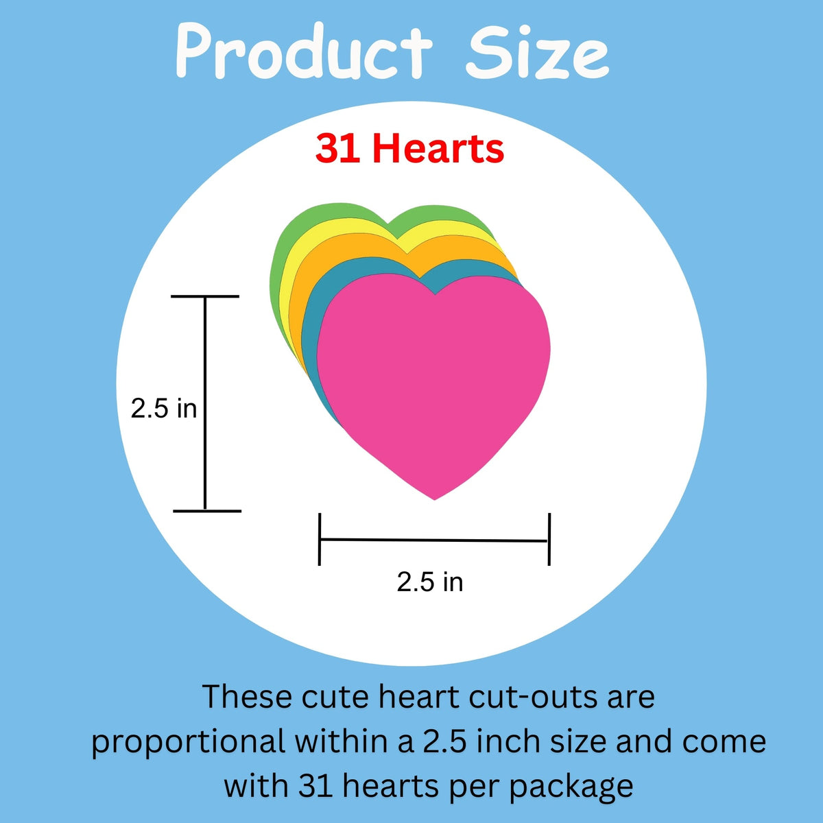 SHAPES ETC. Heart Bright Neon Assorted Color Small Cut-Outs- 2.5"
