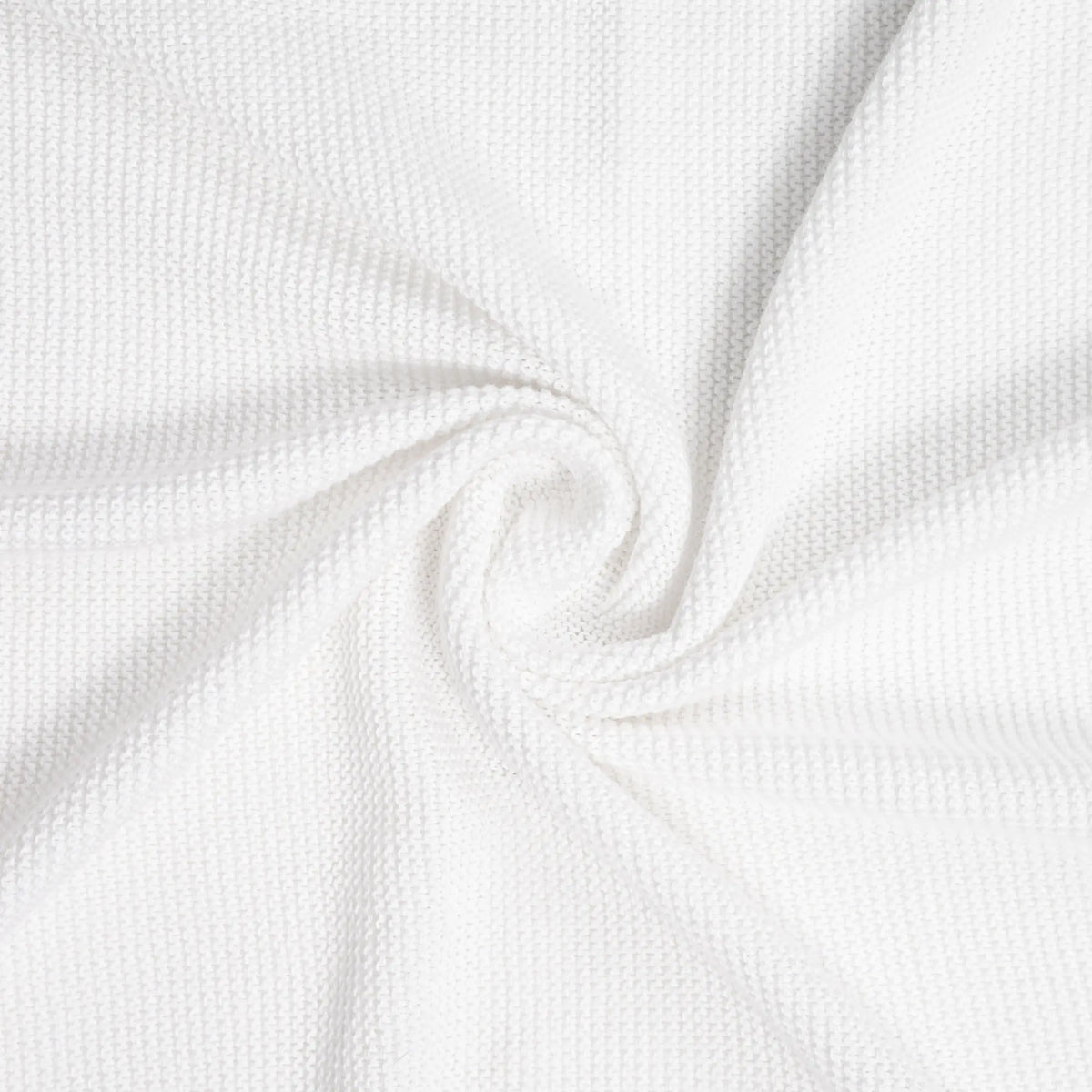 Ruffled Edge Knit Baby Blanket in White