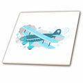 3dRose Janna Salak Designs Kids Stuff - Blue Biplane in The Clouds - Airplane - Tiles (ct_328195)