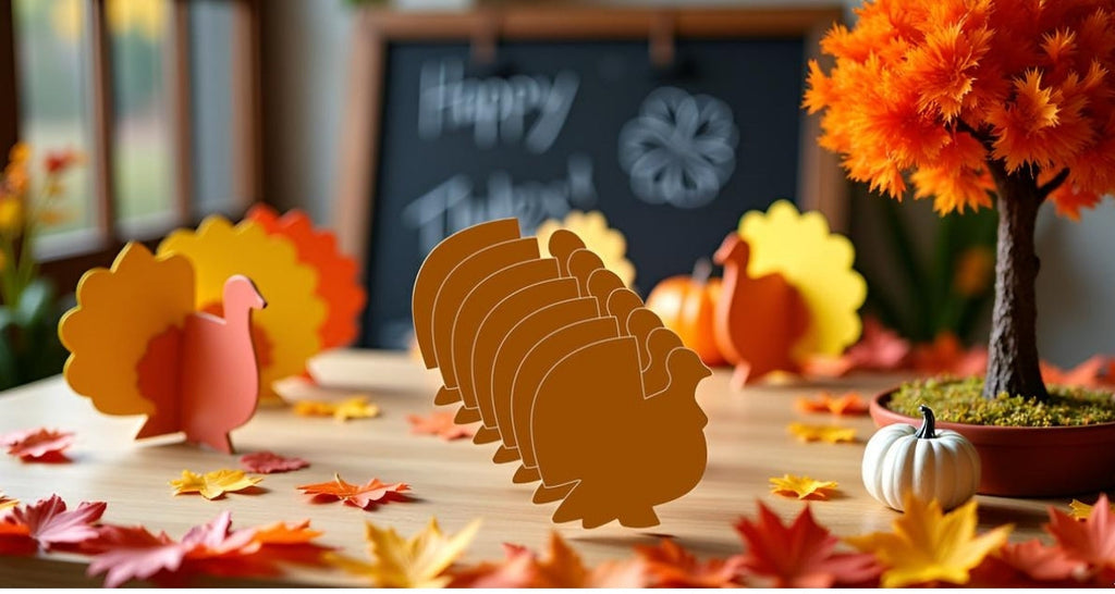 SHAPES ETC. Thanksgiving Turkey Small Assorted Color Cut-Outs - 3in