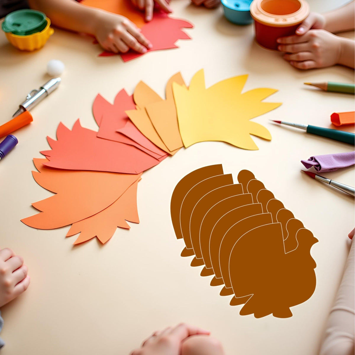 SHAPES ETC.  124 Pcs Thanksgiving Turkey Large Assorted Color Cut-Outs - 5.5in