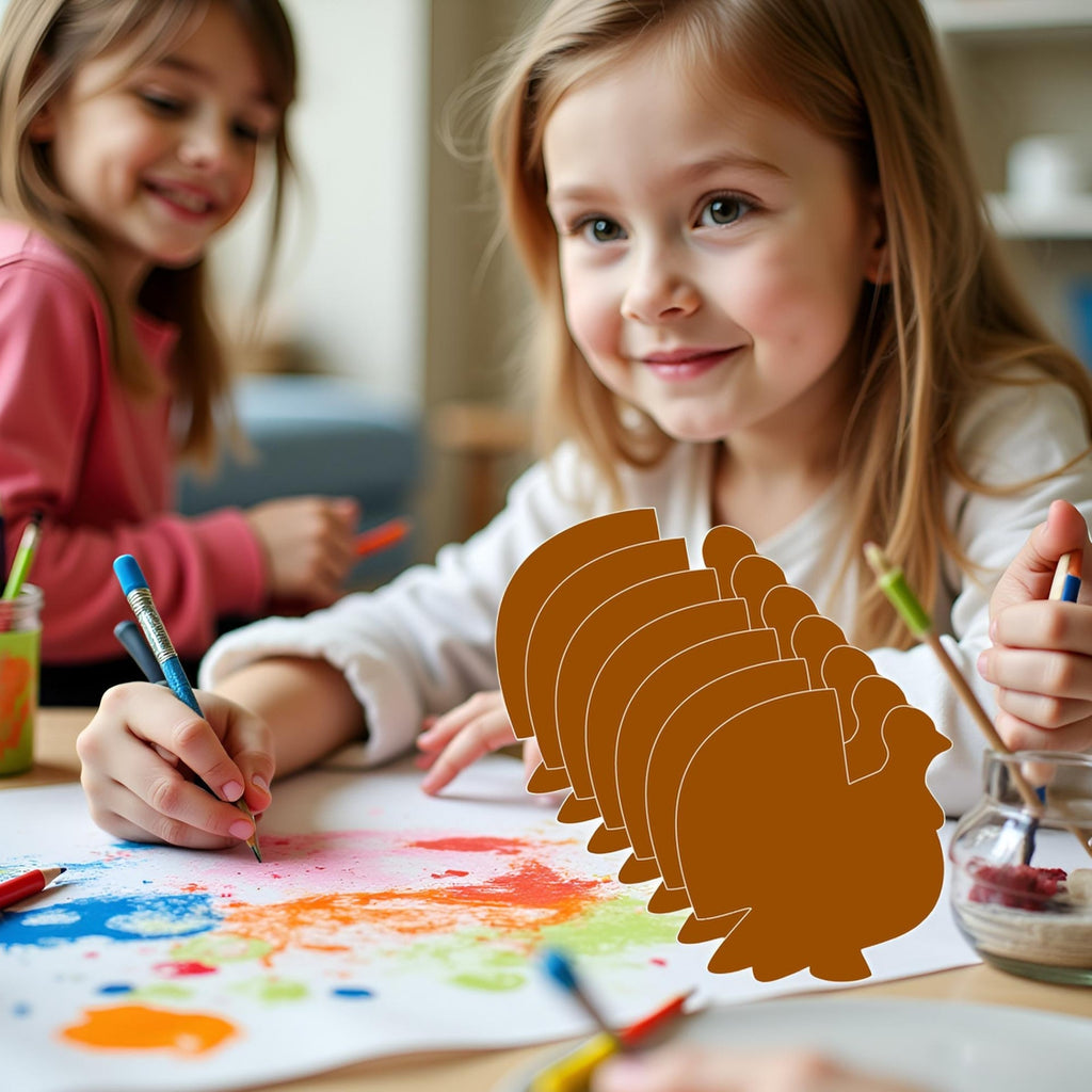 SHAPES ETC.  124 Pcs Thanksgiving Turkey Large Assorted Color Cut-Outs - 5.5in