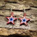 USA Stars Wooden Earrings | Patriotic American Flag Jewelry