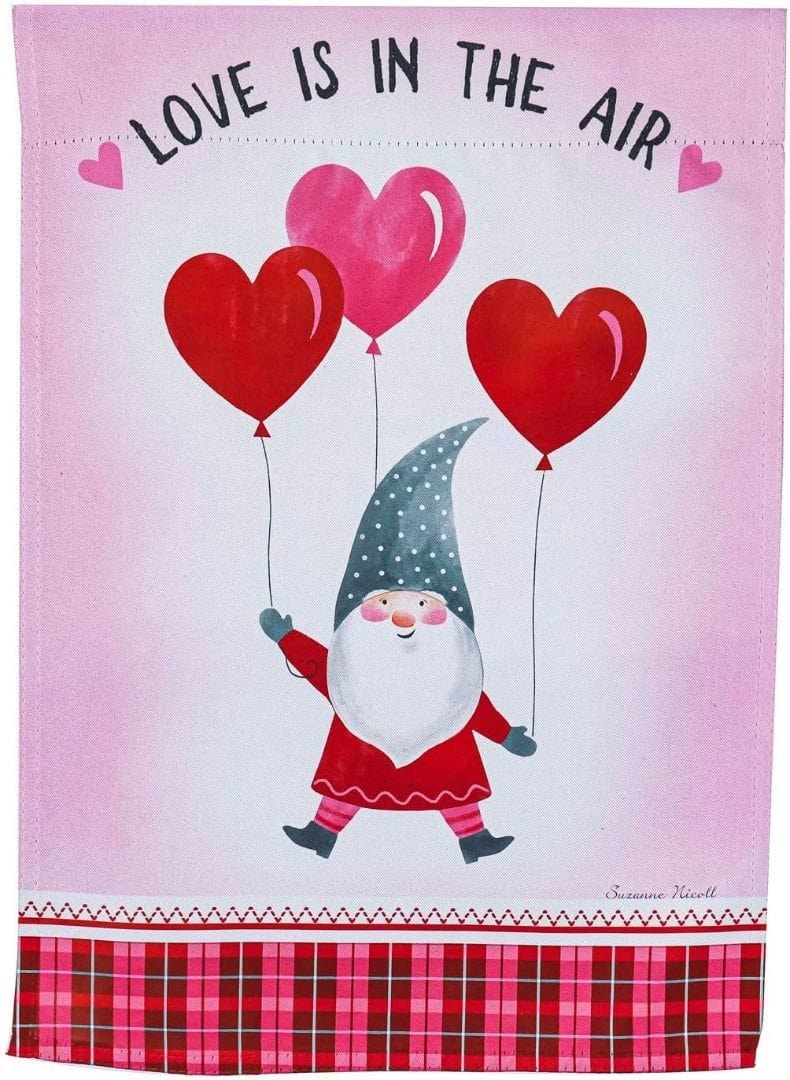 Valentine Love Gnome Garden Flag 2 Sided Decorative