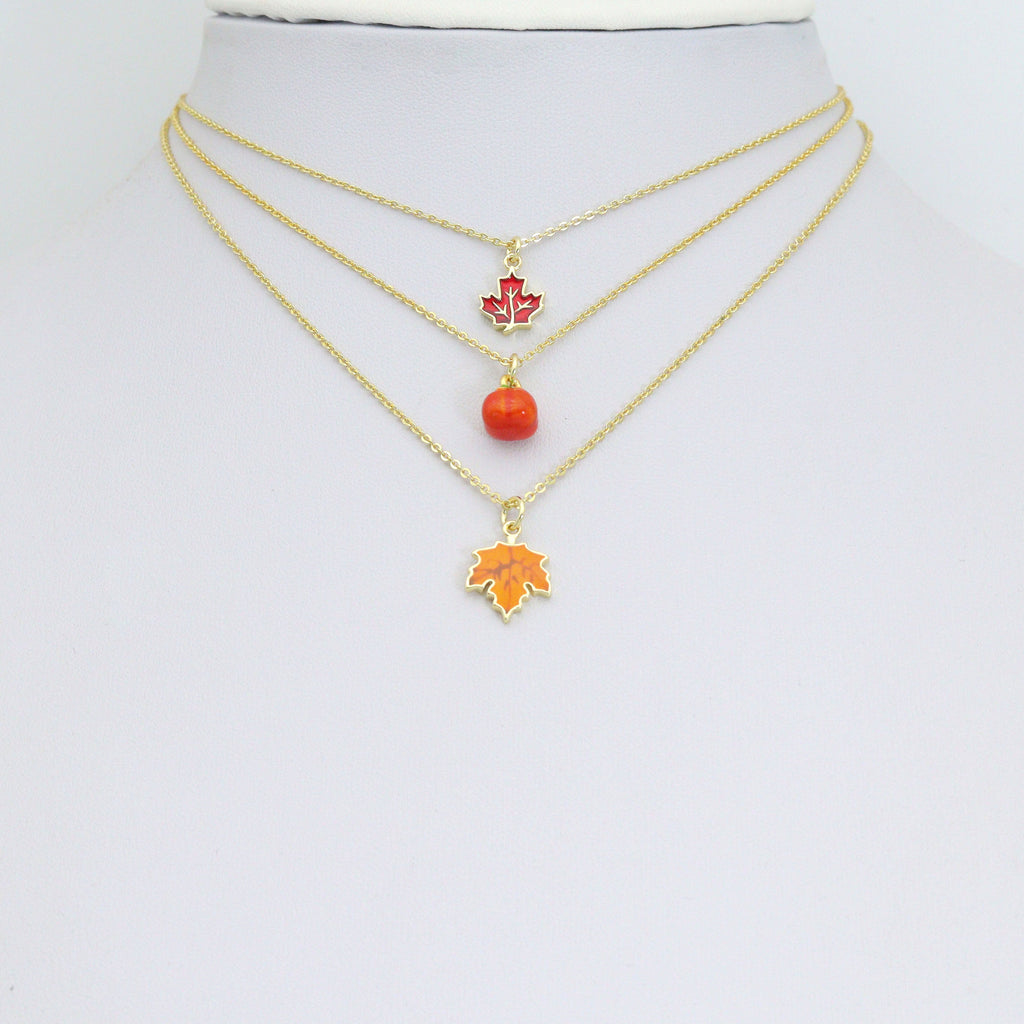 Fall Maple Leaf Pumpkin Charm Pendant, fall charm,Sku#Y1064