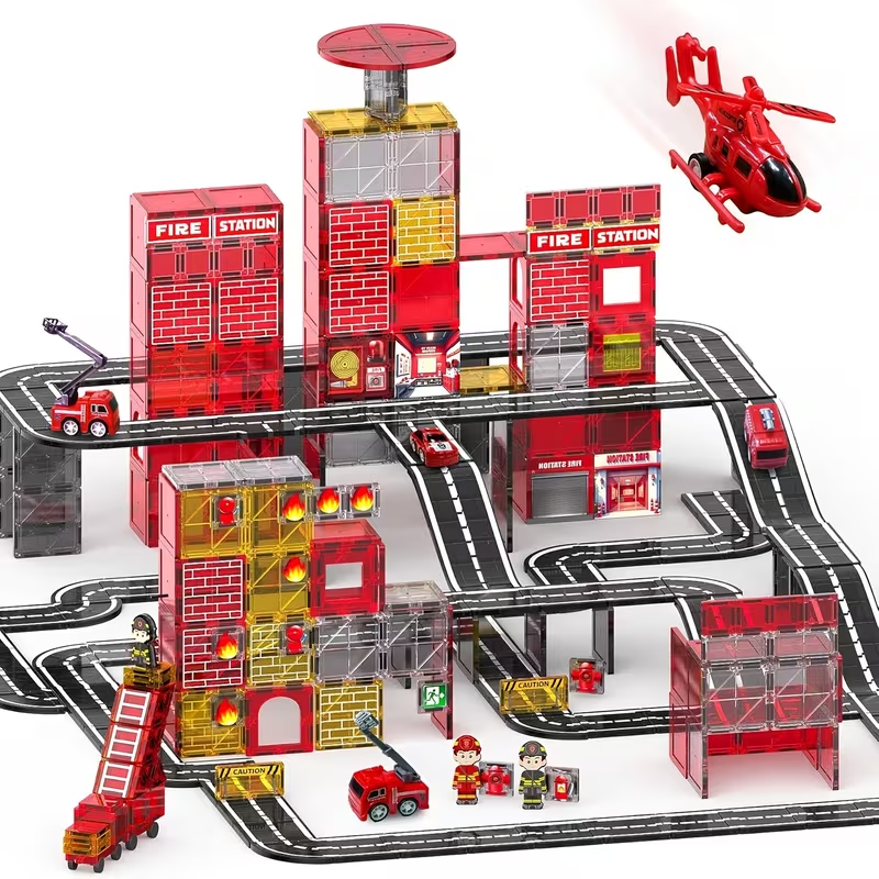 141-Piece Magnetic Fire Rescue Building Set – STEM Engineering & Emergency Services Learning Kit