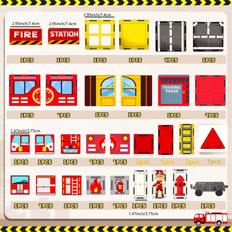Fire Station Magnetic Building Set – STEM Engineering & Construction Learning Kit