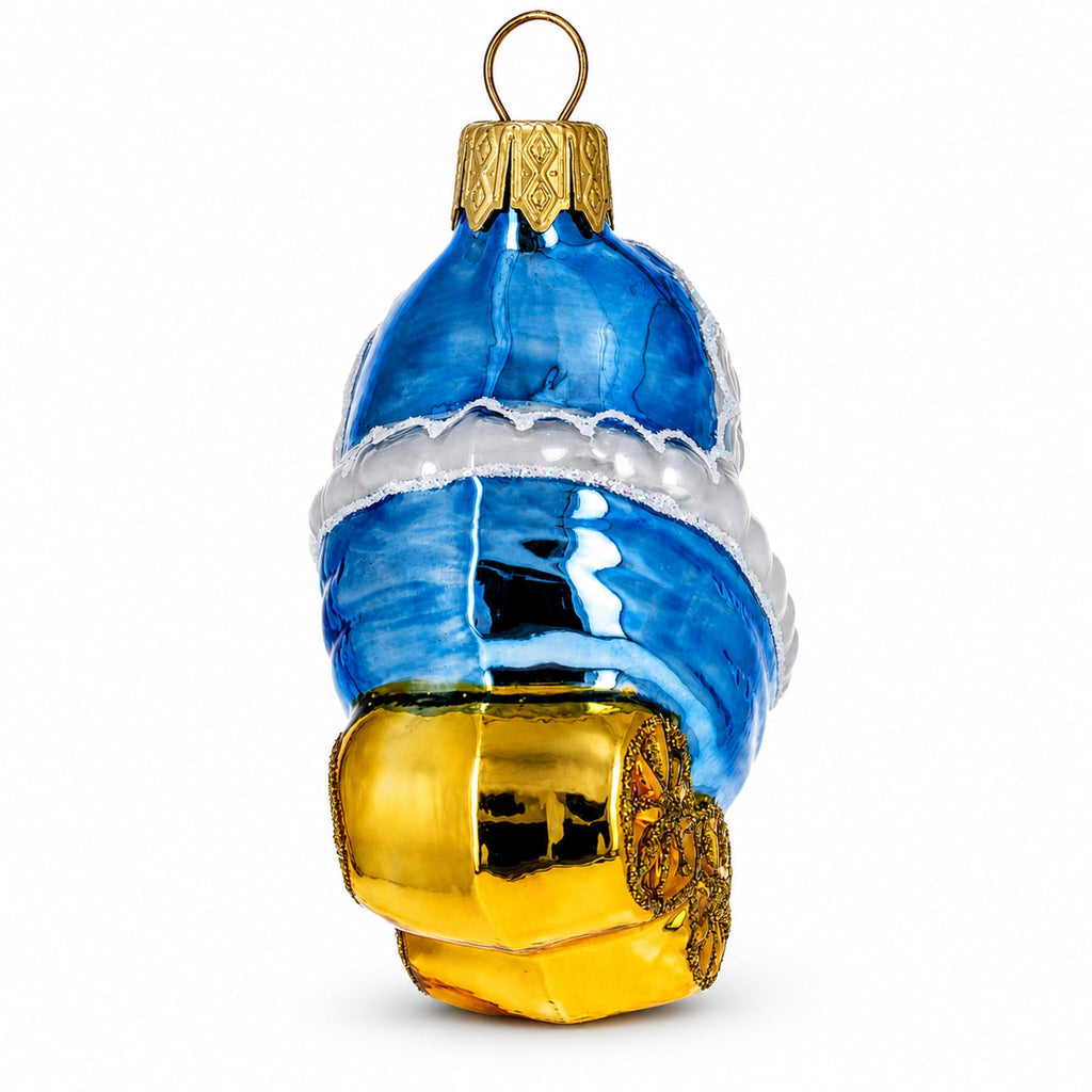 Newborn Baby Girl in a Stroller Glass Christmas Ornament