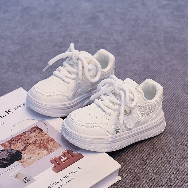 Children's White Mesh Sneakers