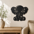 Baby Elephant Wall Art — Cute Cartoon Elephant Silhouette | 2 Sizes
