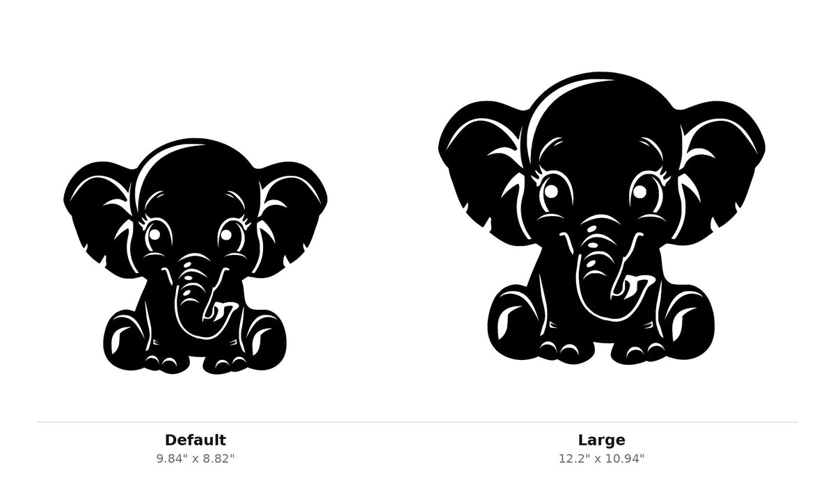 Baby Elephant Wall Art — Cute Cartoon Elephant Silhouette | 2 Sizes