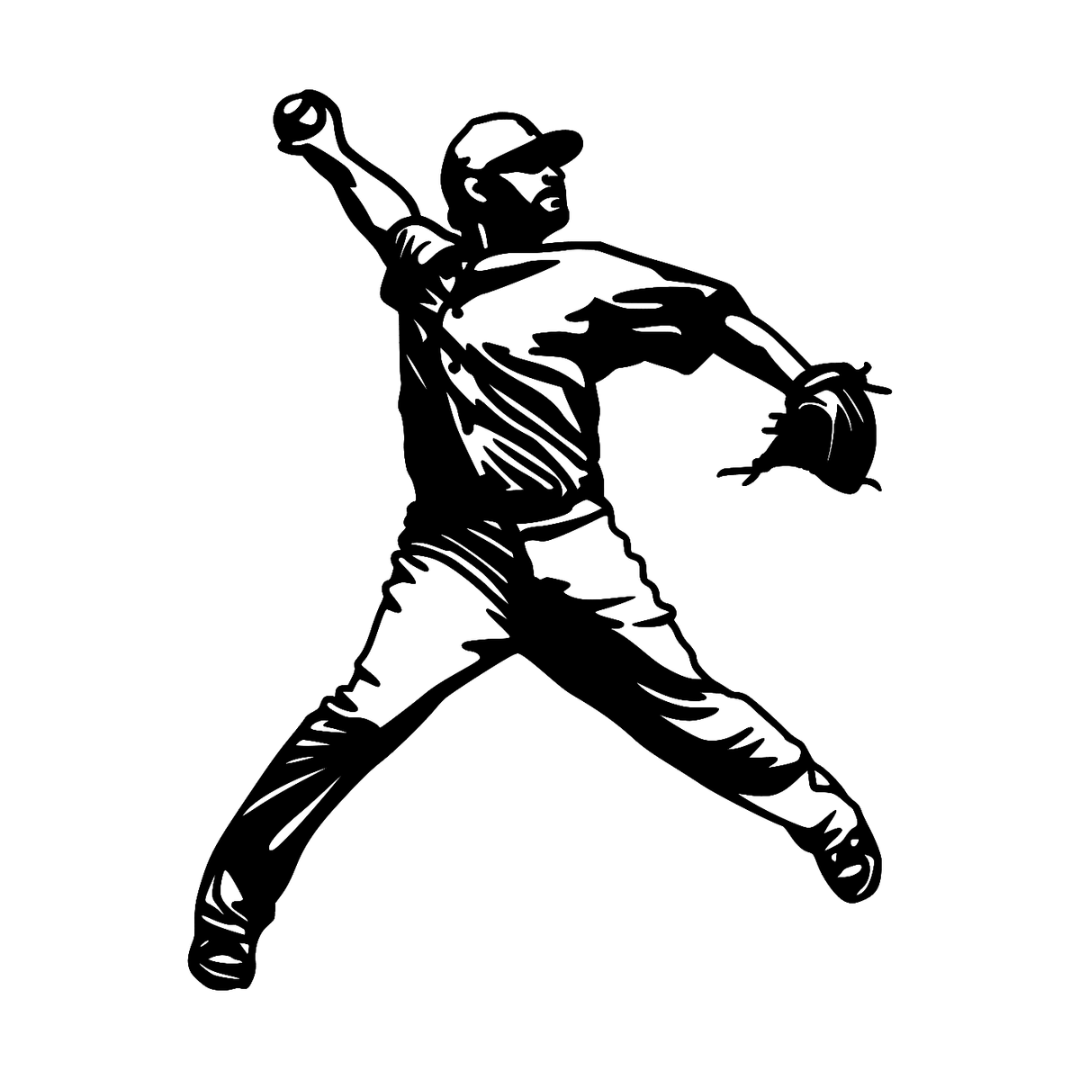 Baseball Player Wall Art — Pitcher Action Silhouette | 2 Sizes