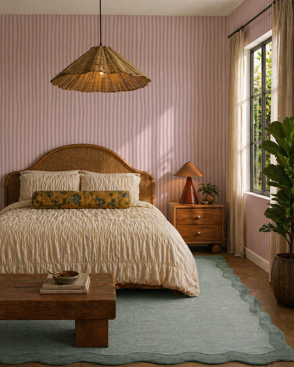 Dolce Stripe Wallpaper, primrose pink