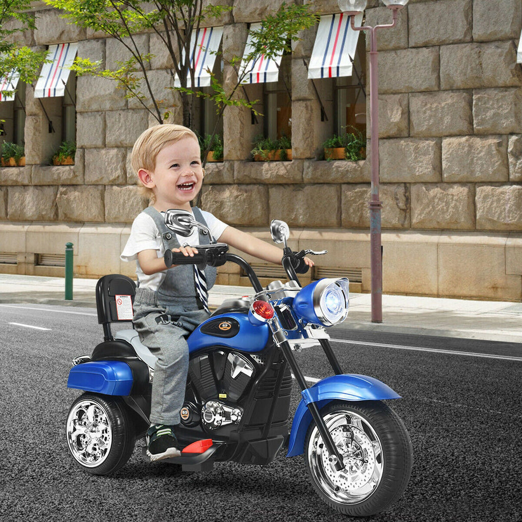 Blue 6V Kids Chopper Motorcycle Trike with Headlight - Fun Ride for Little Ones!
